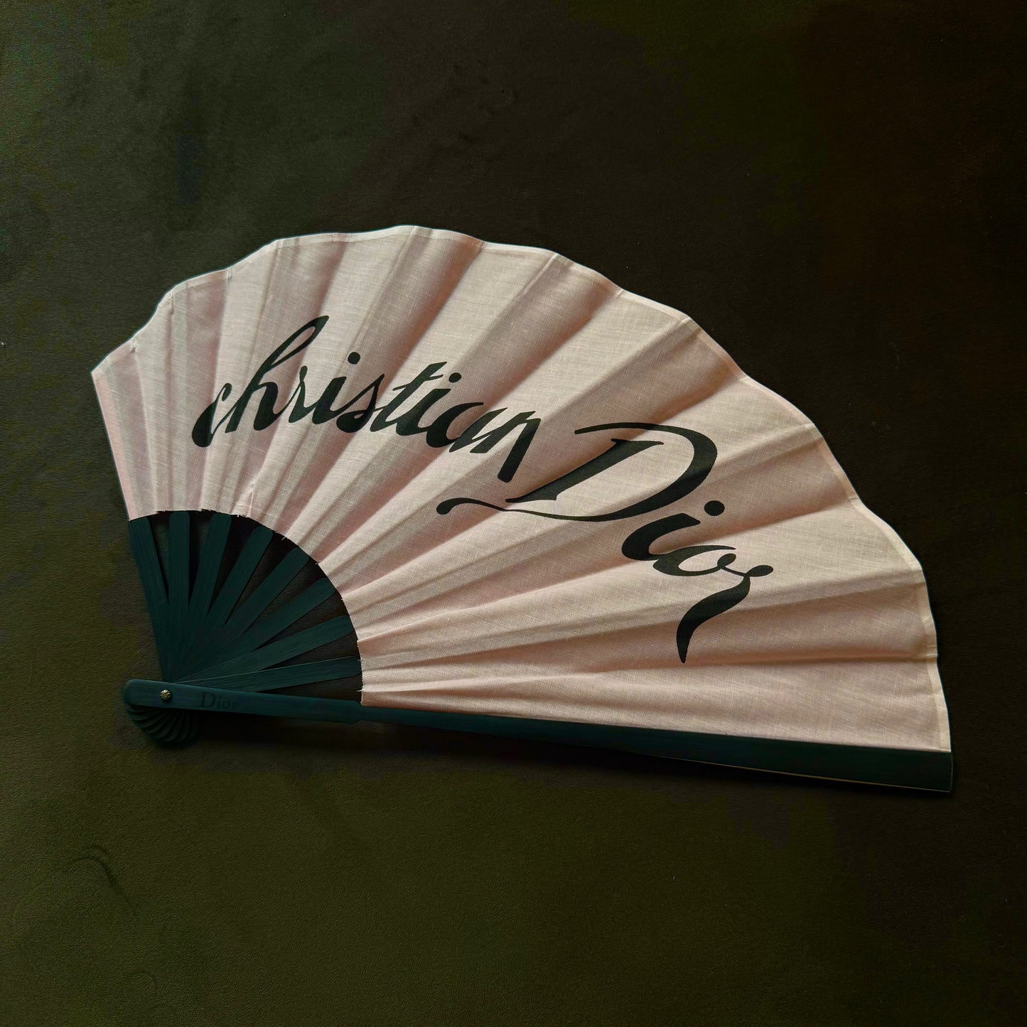 Christian Dior Novelty Pink Black Script Fan