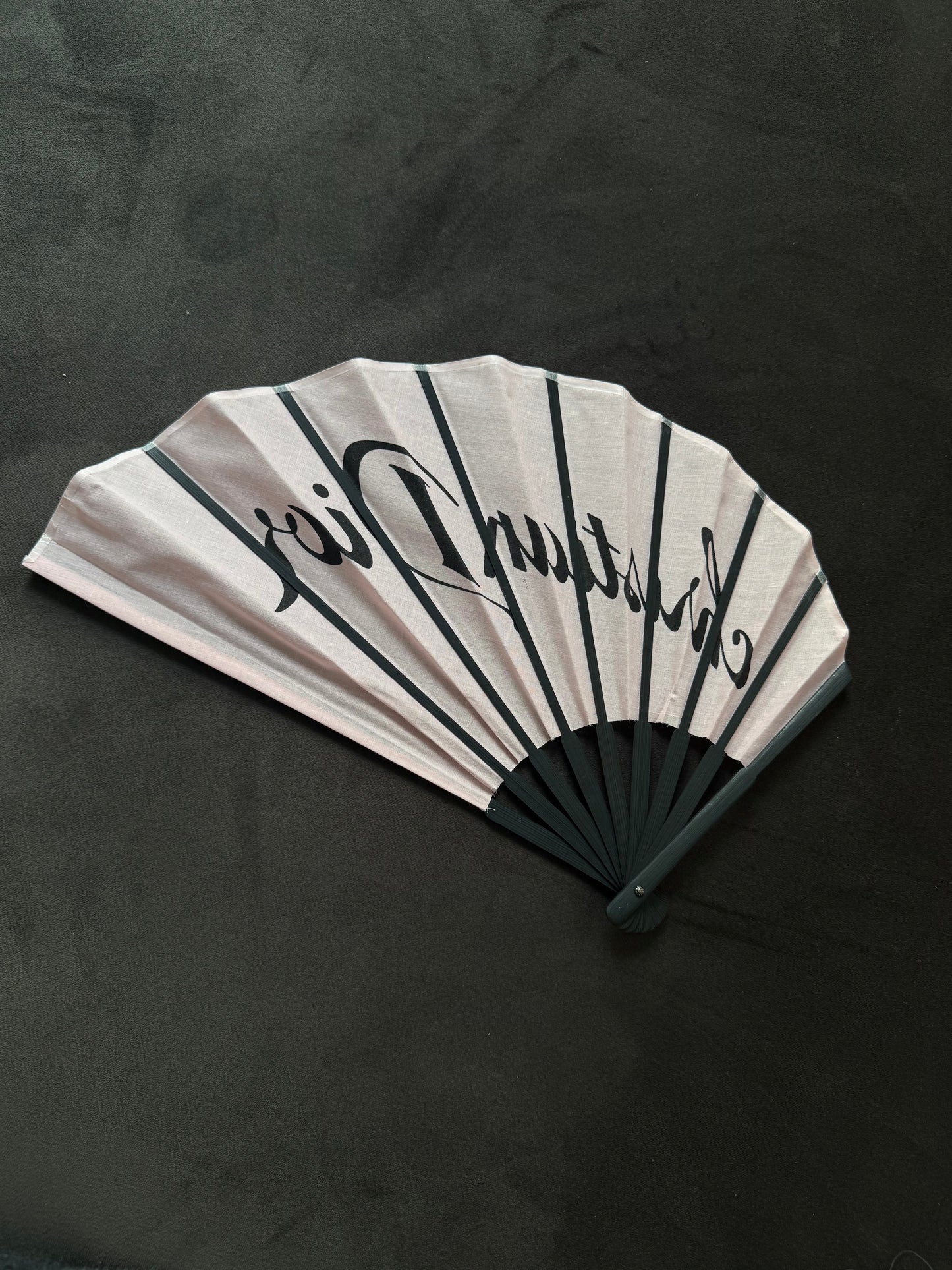 Christian Dior Novelty Pink Black Script Fan