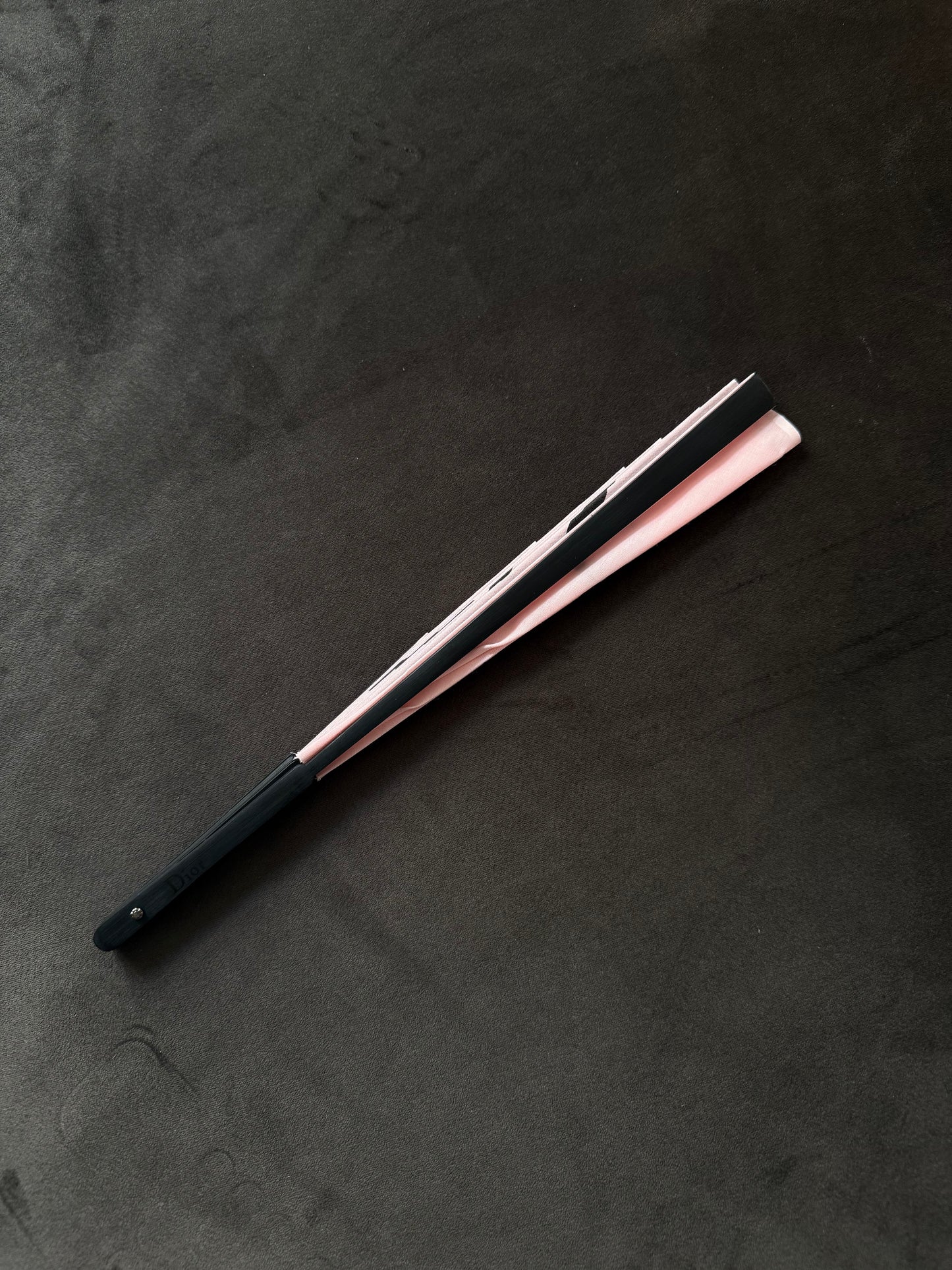 Christian Dior Novelty Pink Black Script Fan