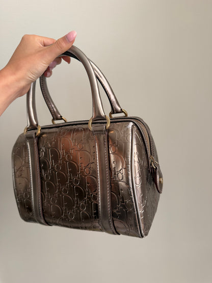 RARE Christian Dior Bronze Metallic Monogram Boston Bag