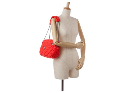 Chanel Orange Nylon Bubble Quilted Shoulder Bag